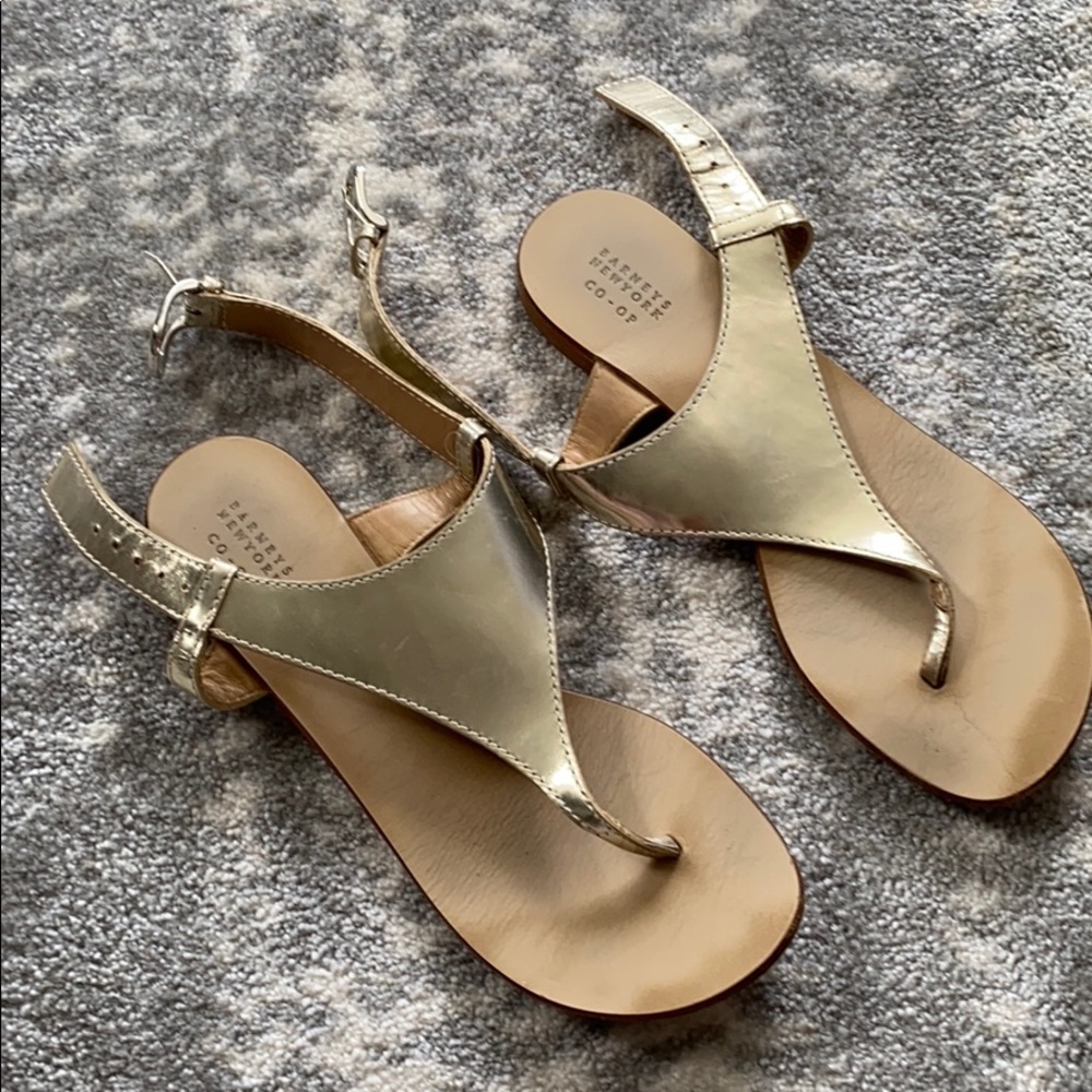Barney’s gold sandals